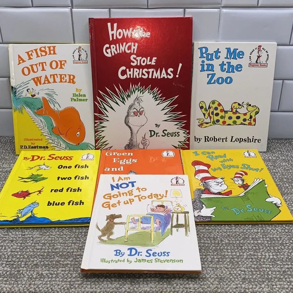Set‎ Of 7 Dr Seuss Books Hardcover Literacy Reading Fun Classroom Homeschool